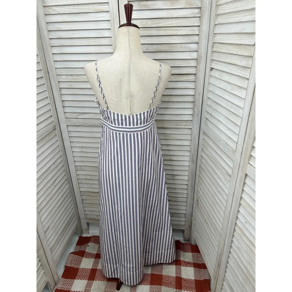 NEW J.Crew Striped Maxi Dress 20T Blue White Women Tall Cotton Coastal Sundress